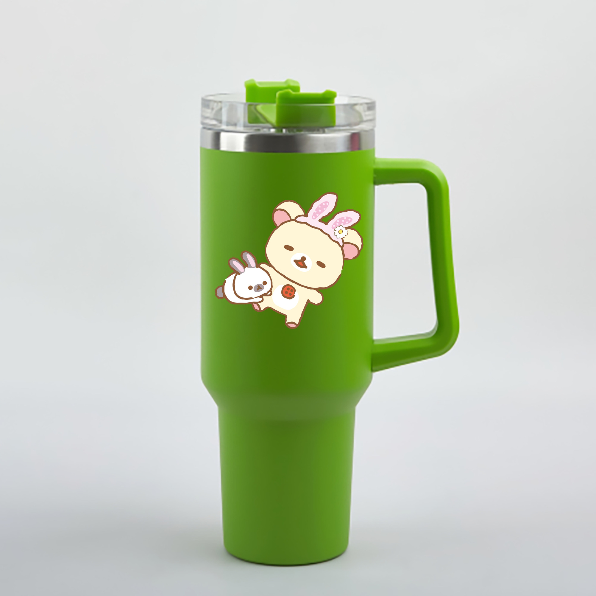 （画像用） リラックマ リラックマ キイロイトリ Rilakkuma Korilakkuma Kiiroitori 1200mL車用タンブラー - クリスタルステッカー（プラスチックストロー付き）